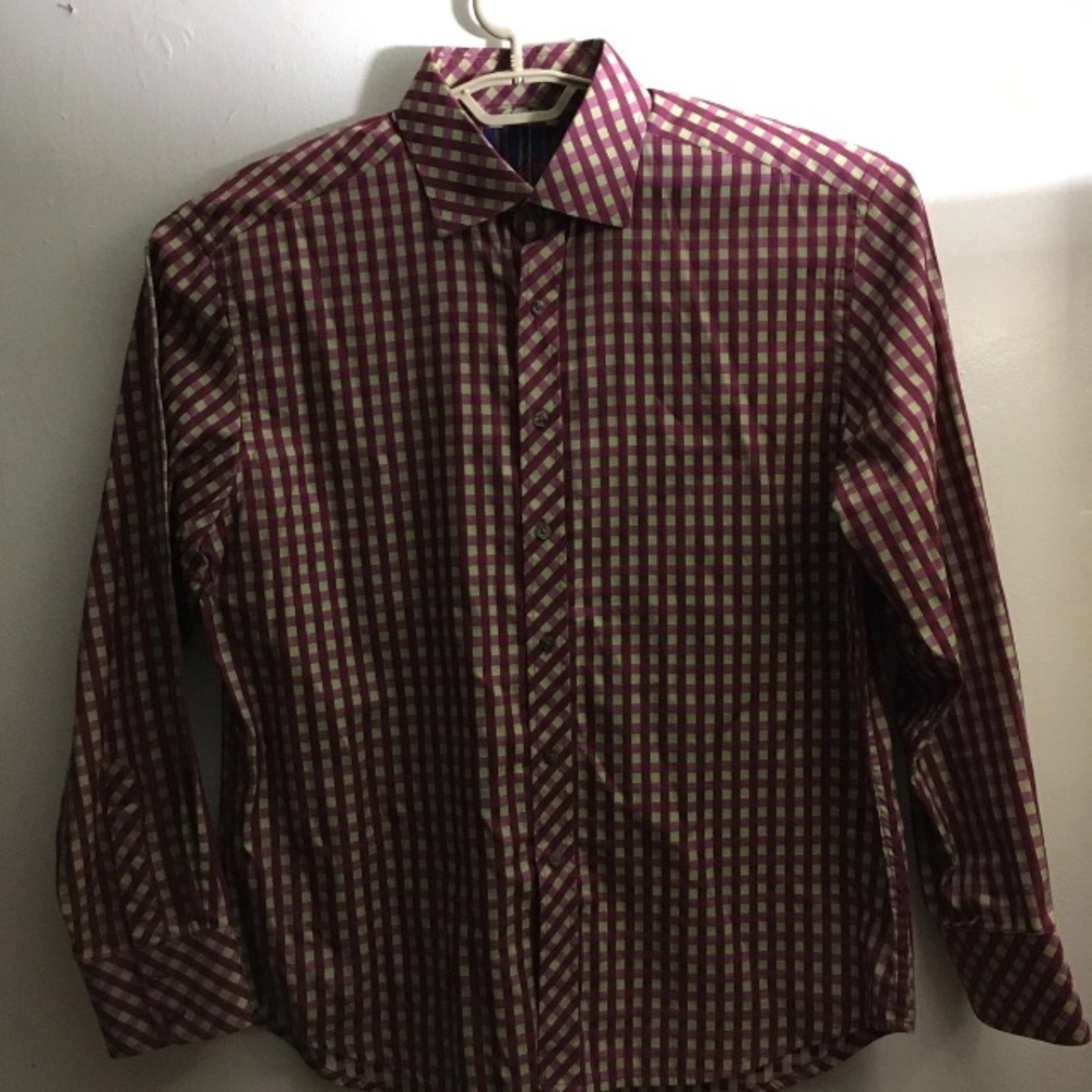 Men’s Robert Graham Flip Cuff Button Front Shirt 2XL Gingham Check Multicolored